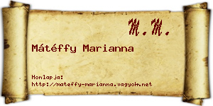 Mátéffy Marianna névjegykártya